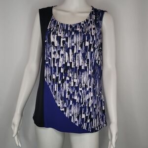 Calvin Klein‎ Blue & Black Sleeveless Top
